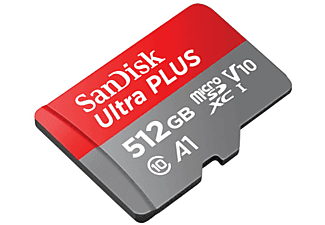 Tarjeta Micro SDXC - SanDisk Ultra PLUS, Elite, 512GB, 130 MB/s, UHS-I, V10, A1, C10, Adaptador SD, Multicolor