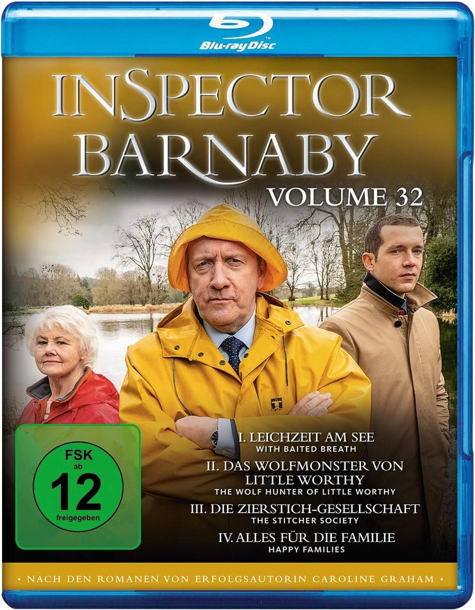 DVD-Hülle mit einem Bild eines Mannes in gelbem Regenmantel und zwei anderen. Text: Inspector Barnaby.