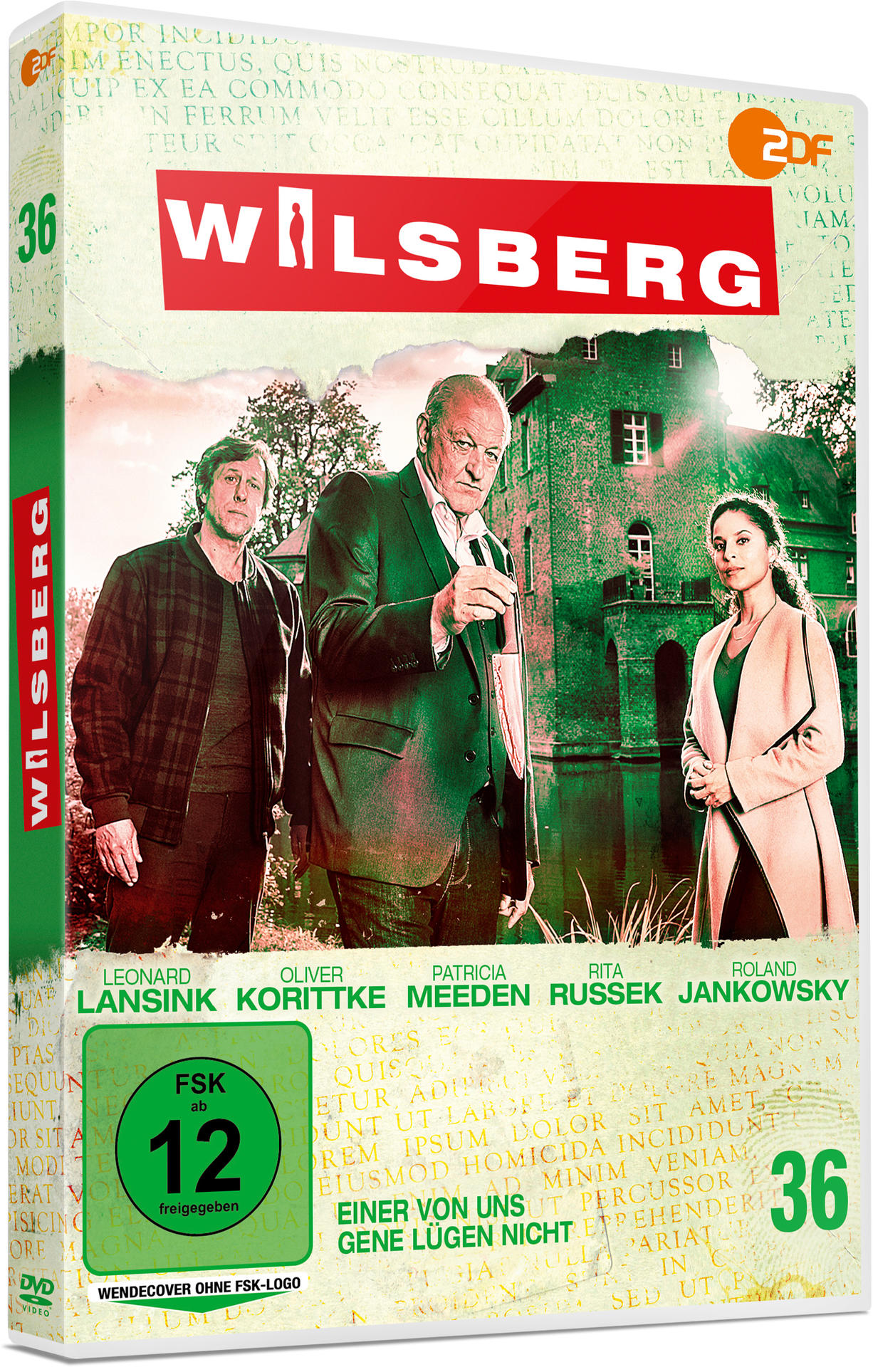 DVD-Cover für den Film 'Wilsberg'. Es zeigt drei Schauspieler und ein Schloss im Hintergrund.
