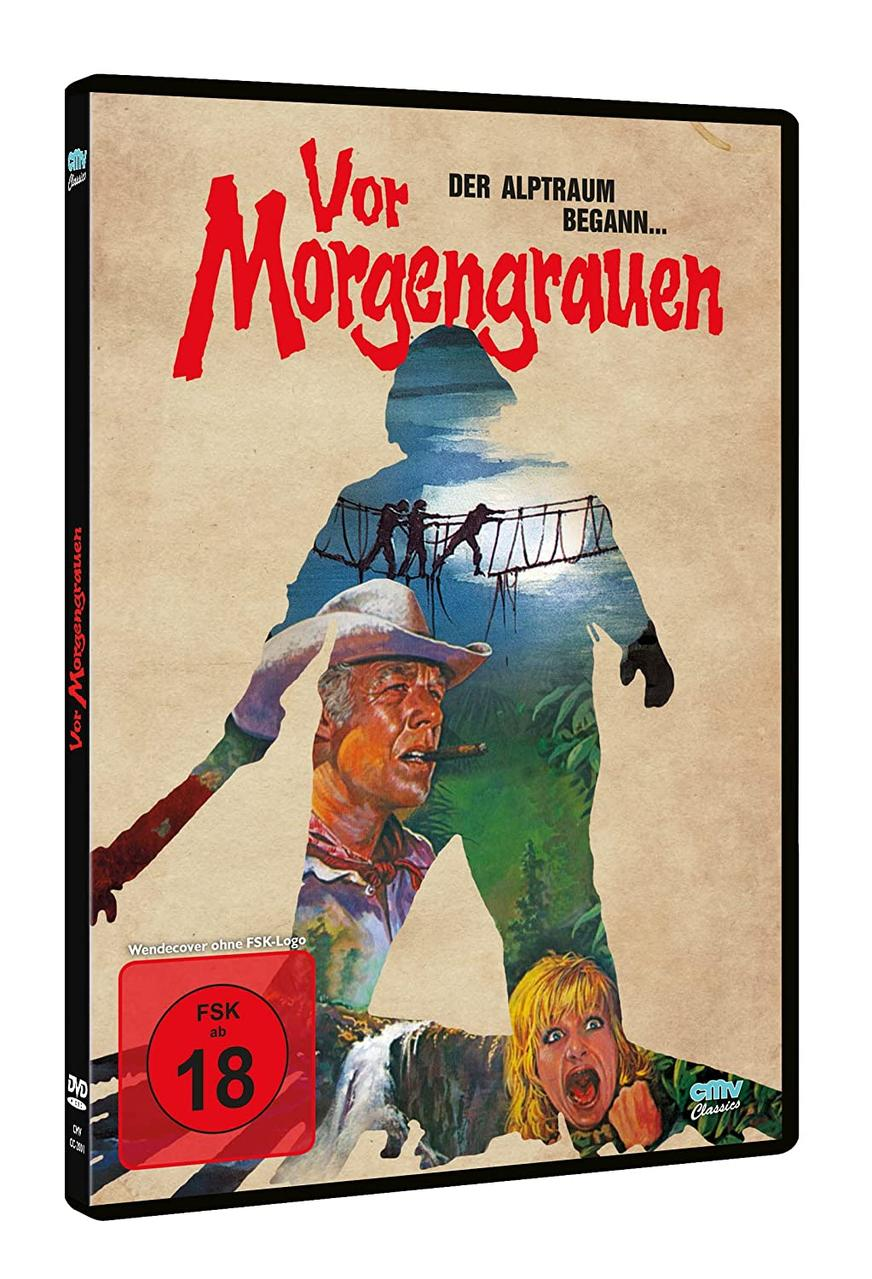 DVD-Cover eines Films mit einem Mann in Silhouette, einem Cowboy und einer schreienden Frau.