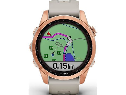 GARMIN fēnix 7S Solar - GPS-Smartwatch (108-182 mm, silicone, Beige/or rose)
