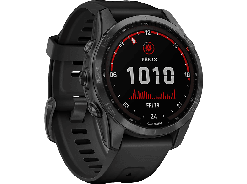 GARMIN fēnix 7S Solar GPS-Smartwatch (108-182 mm, Silikon, Schwarz/Schiefergrau)
