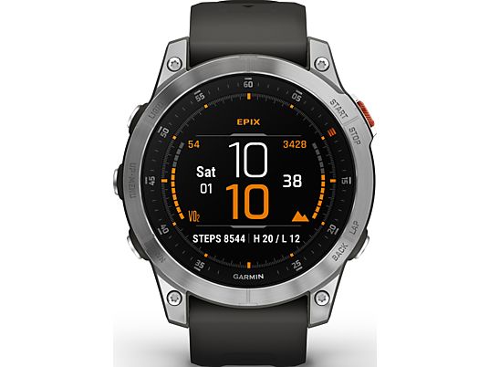 GARMIN epix (gen 2) - Smartwatch con GPS (125-208 mm, Silicone, Grigio ardesia/argento)