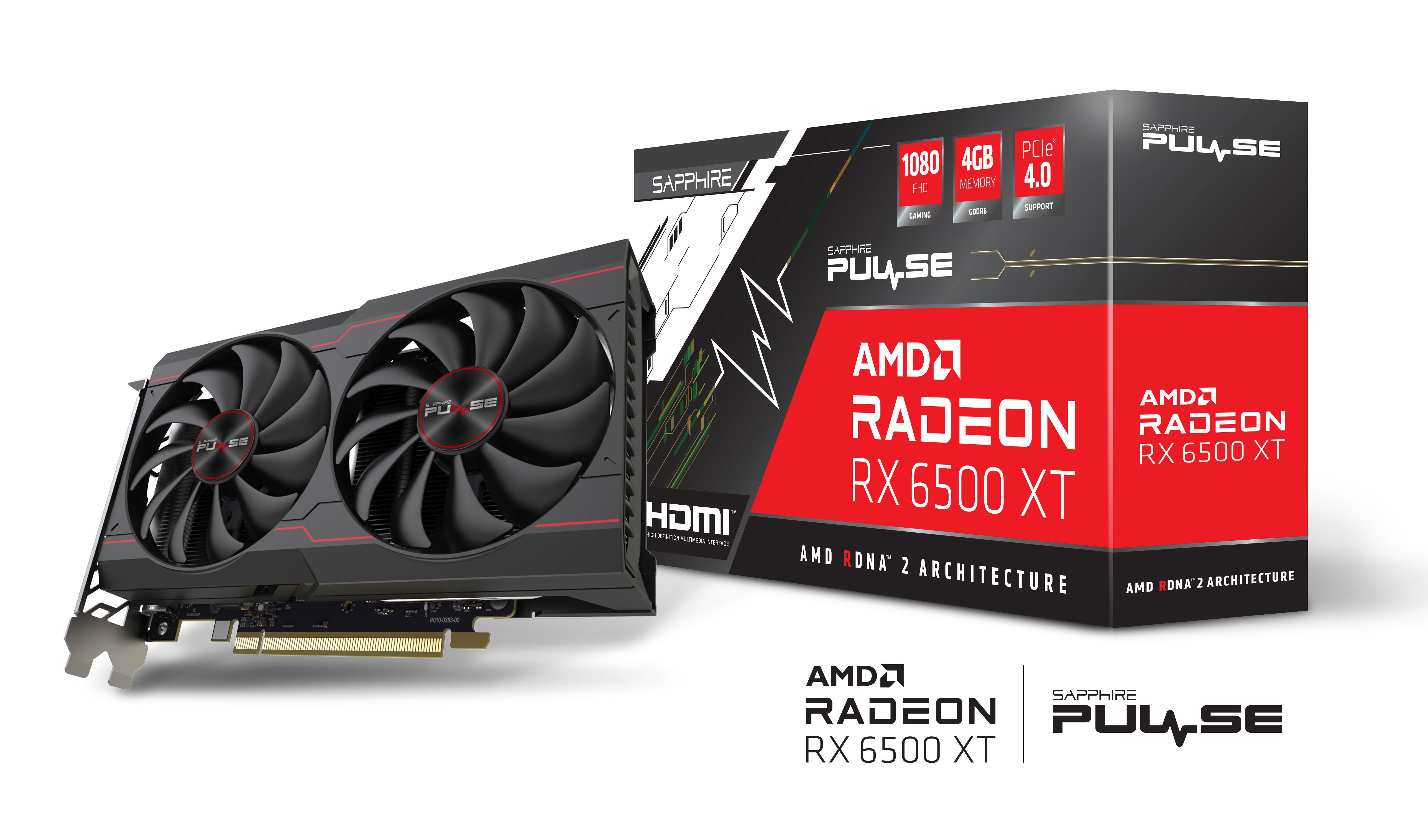 SAPPHIRE PULSE Radeon RX 6500 XT Gaming OC (11314-01-20G) (AMD, Grafikkarte)