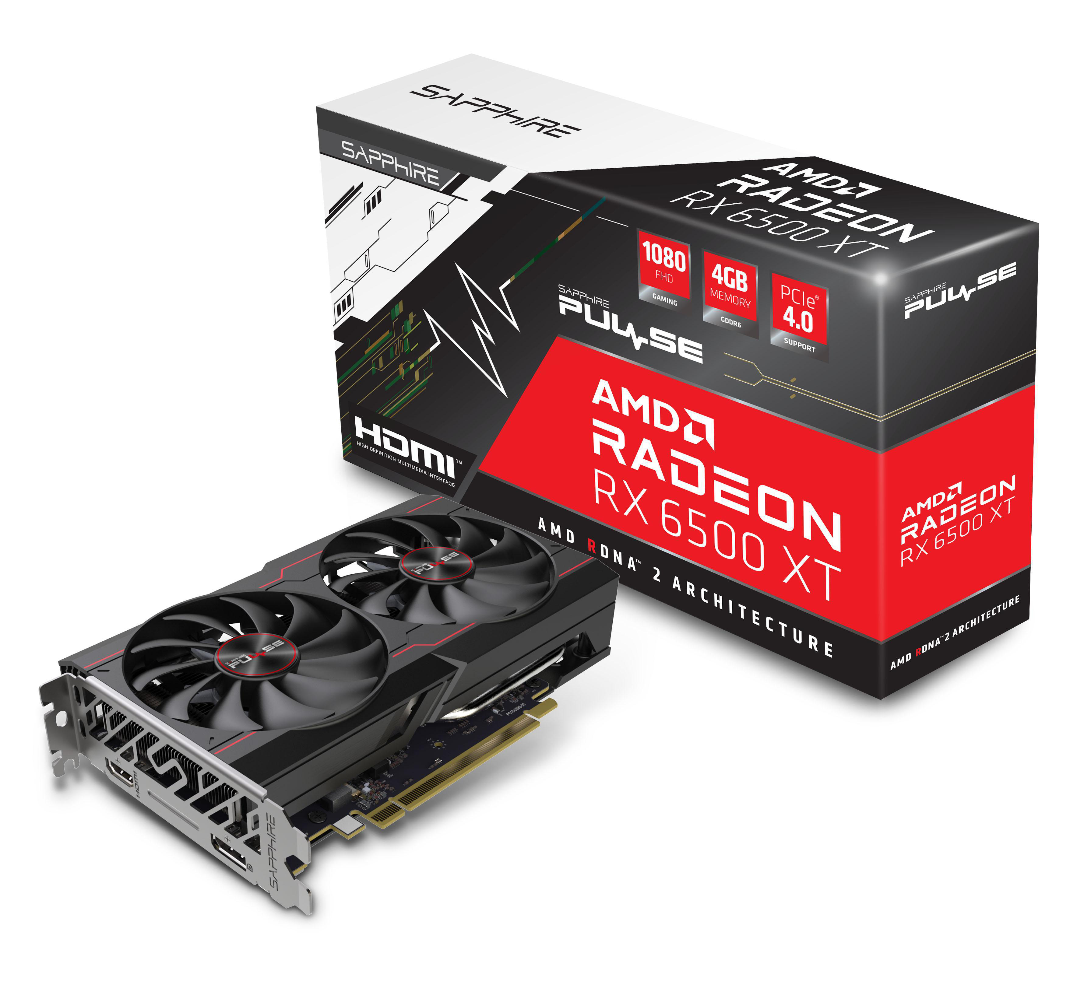 SAPPHIRE PULSE Radeon RX 6500 XT Gaming OC (11314-01-20G) (AMD, Grafikkarte)