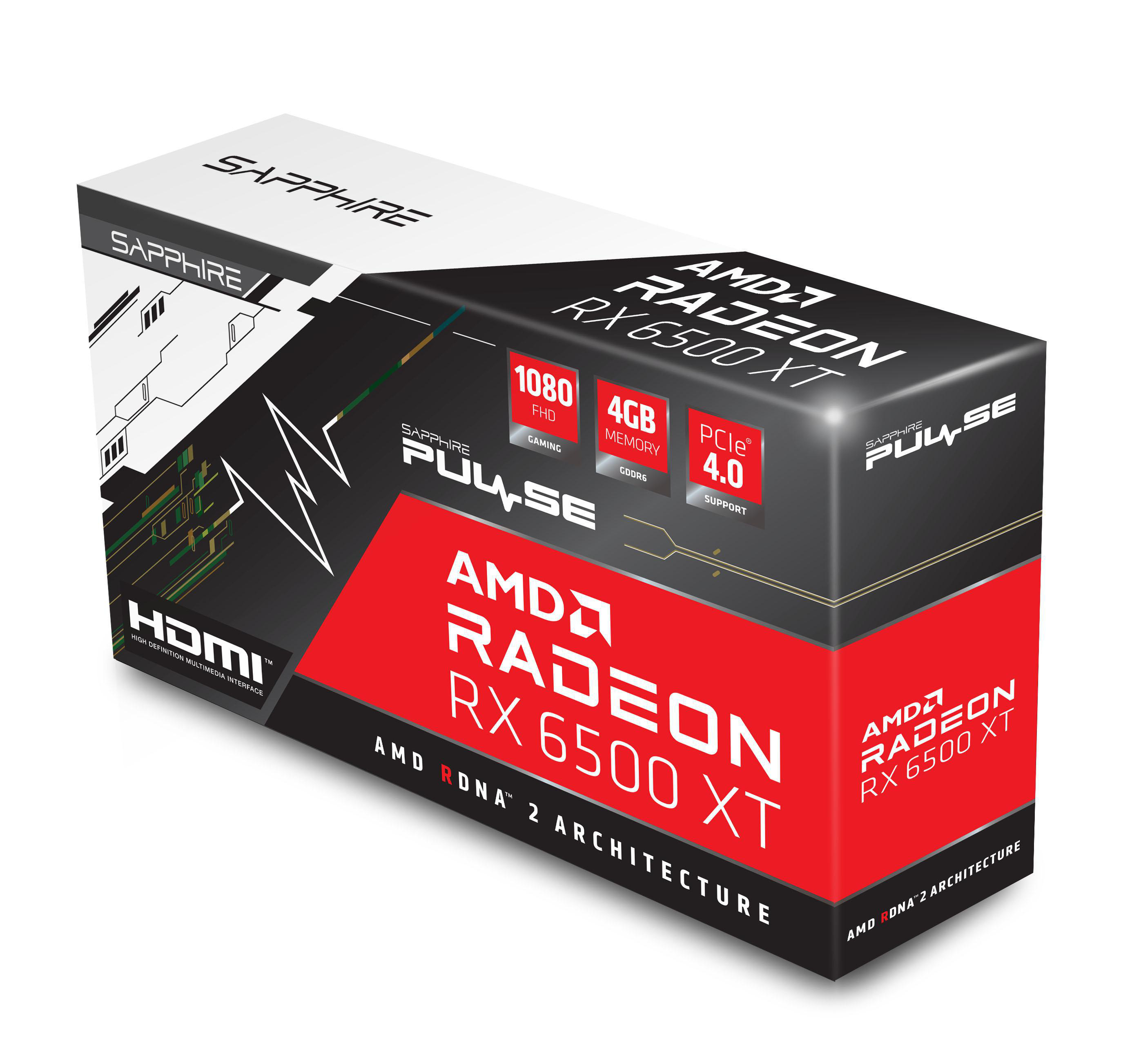 SAPPHIRE PULSE Radeon RX 6500 XT Gaming OC (11314-01-20G) (AMD, Grafikkarte)