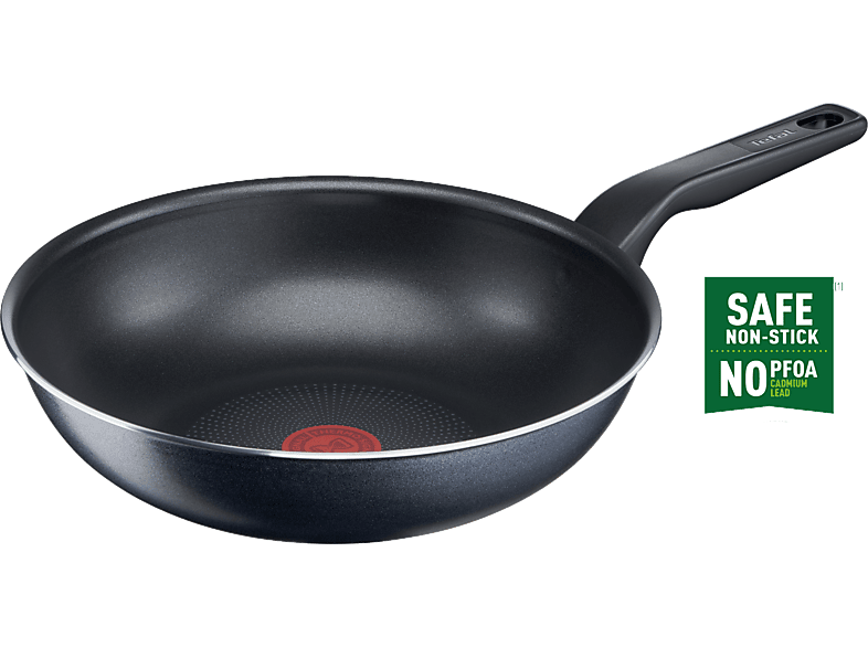 TEFAL Titanyum 2X XL Force Wok Difüzyon Tabanlı 28cm Wok Tava Siyah