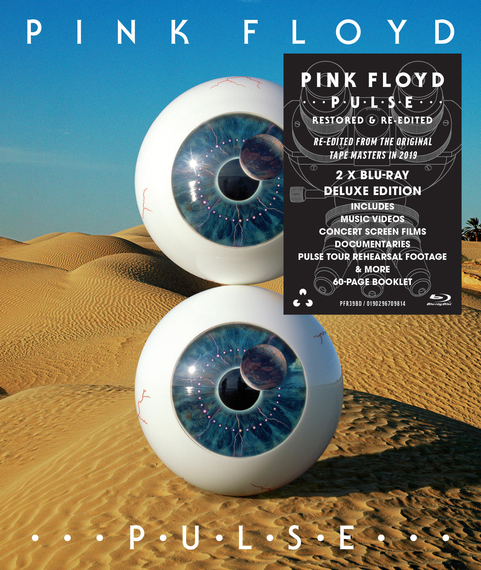 Albumcover mit zwei Augen vor Wüstenhintergrund, Text und Blu-ray-Logo.