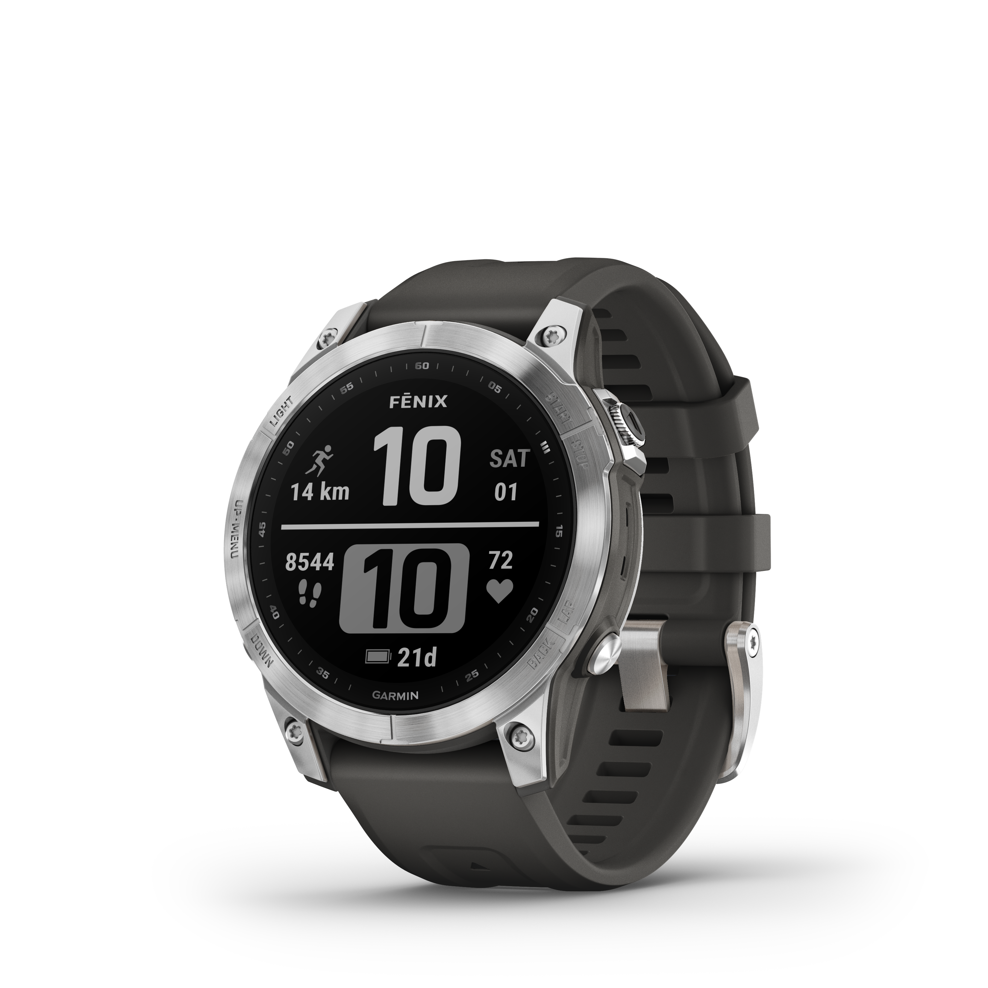 Reloj deportivo - Garmin Fenix 7, Plata, 125-208 mm, 1.3", 18 días, Frecuencia cardíaca, WiFi, BT, ANT+