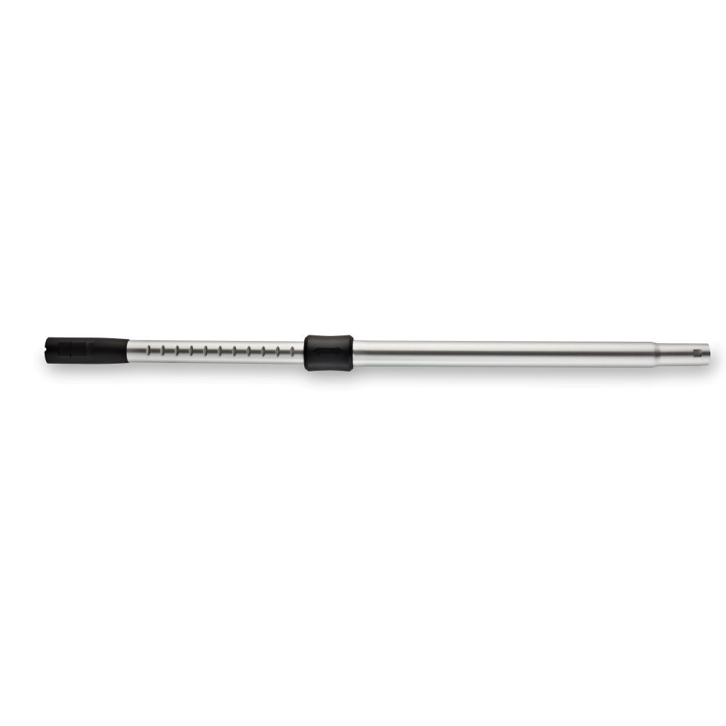Silver and black tool, likely a cleaning rod, on white background.