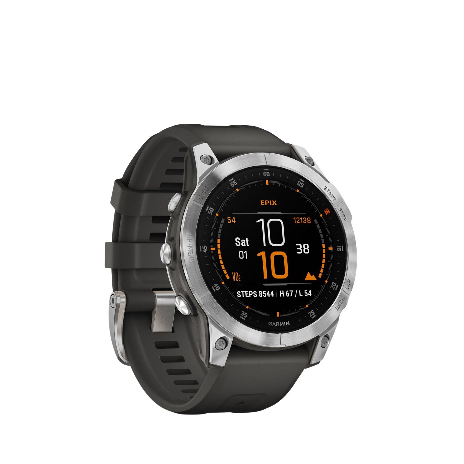 Reloj deportivo - Garmin Epix™ (Gen 2), Plata, 125-208 mm, 1.3", 16 días, Frecuencia cardíaca, VO2 Max, WiFi