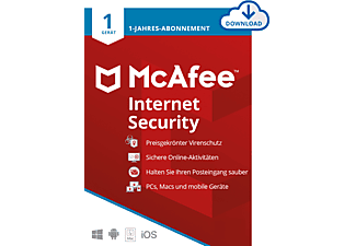 McAfee Internet Security 3 Geräte, 1 Jahr, Download Code - [PC, iOS, Mac, Android] - [Multiplattform]