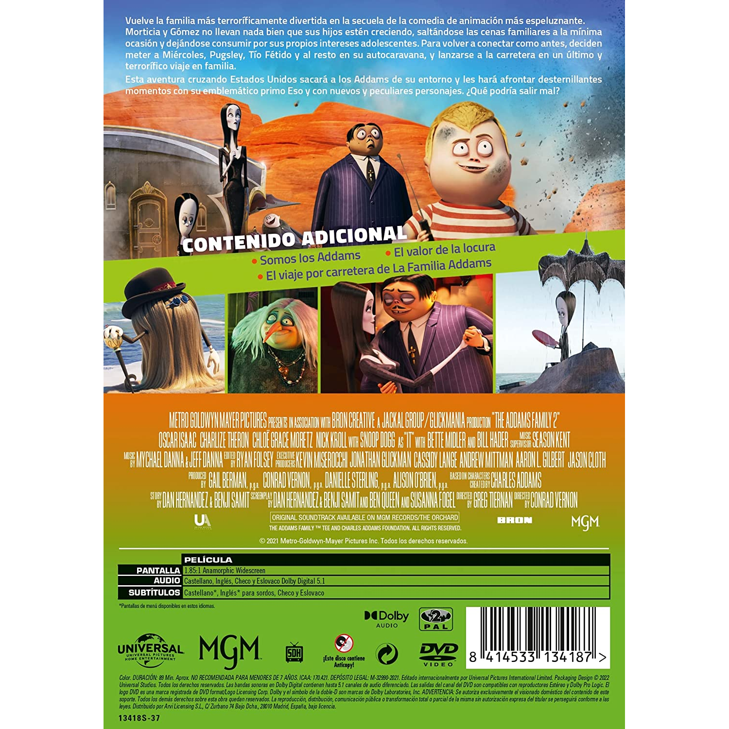 Portada de DVD de La Familia Addams 2. Se muestra la familia Addams.