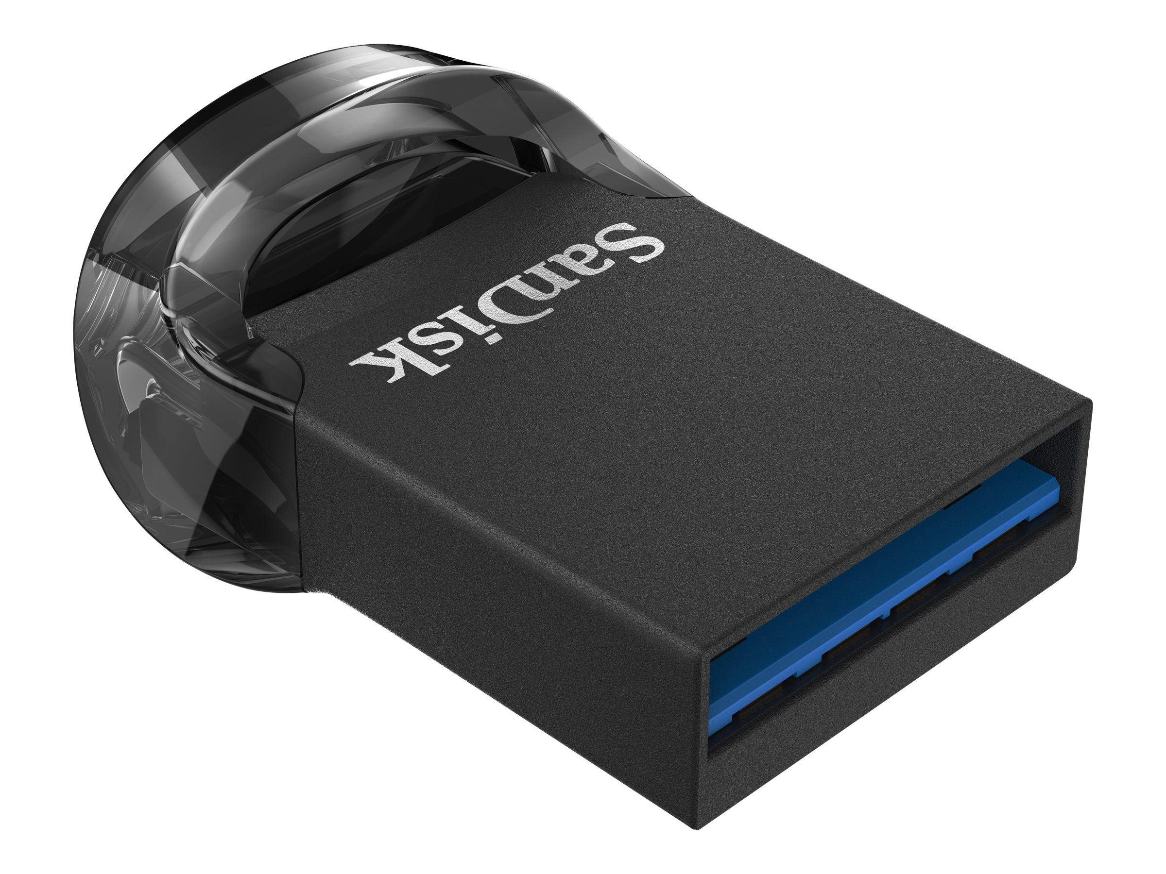 Schwarzer und durchsichtiger USB-Stick. Er hat einen schwarzen Körper und durchsichtiges Plastik oben.