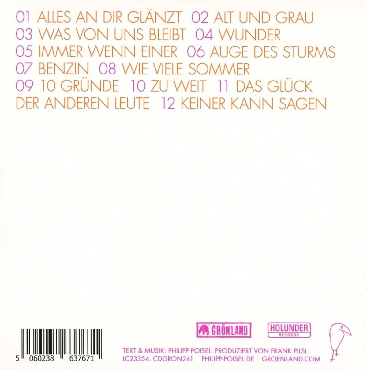 CD-Cover mit deutschem Text, Zahlen und einem Logo. Weißer Hintergrund.