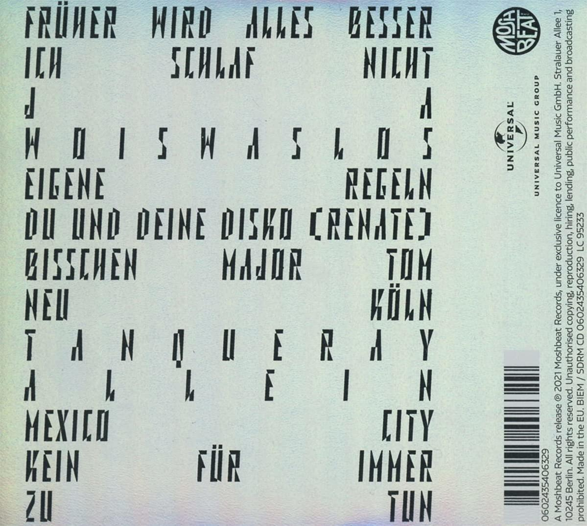 Albumcover mit deutschem Text im Retro-Stil, mit Universal Music Group Logo.