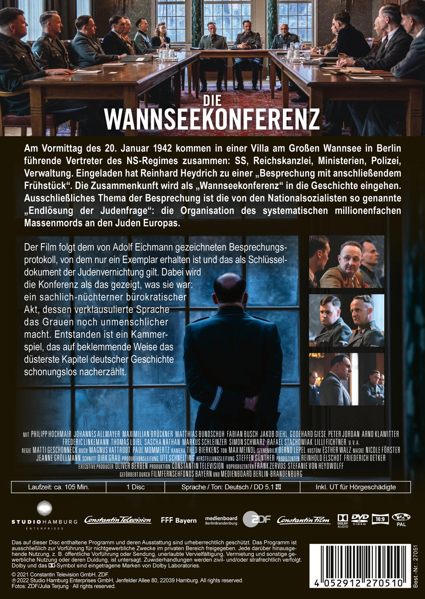 DVD-Hülle mit dem Titel 'Die Wannsee Konferenz' und verschiedenen Schauspielern.