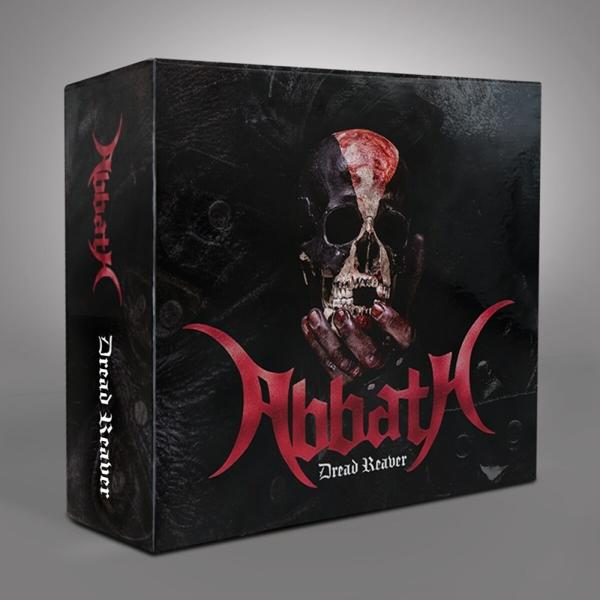 Albumcover von Abbath mit Totenkopf in Schwarz und Rot auf schwarzem Hintergrund.
