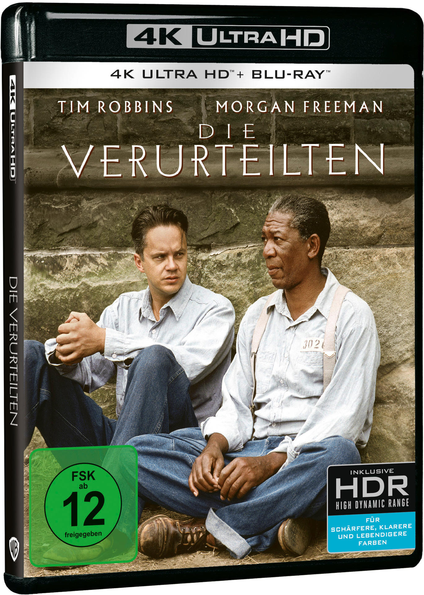 Filmcover mit Tim Robbins und Morgan Freeman. Der Titel ist auf Deutsch, der Hintergrund ist Stein.