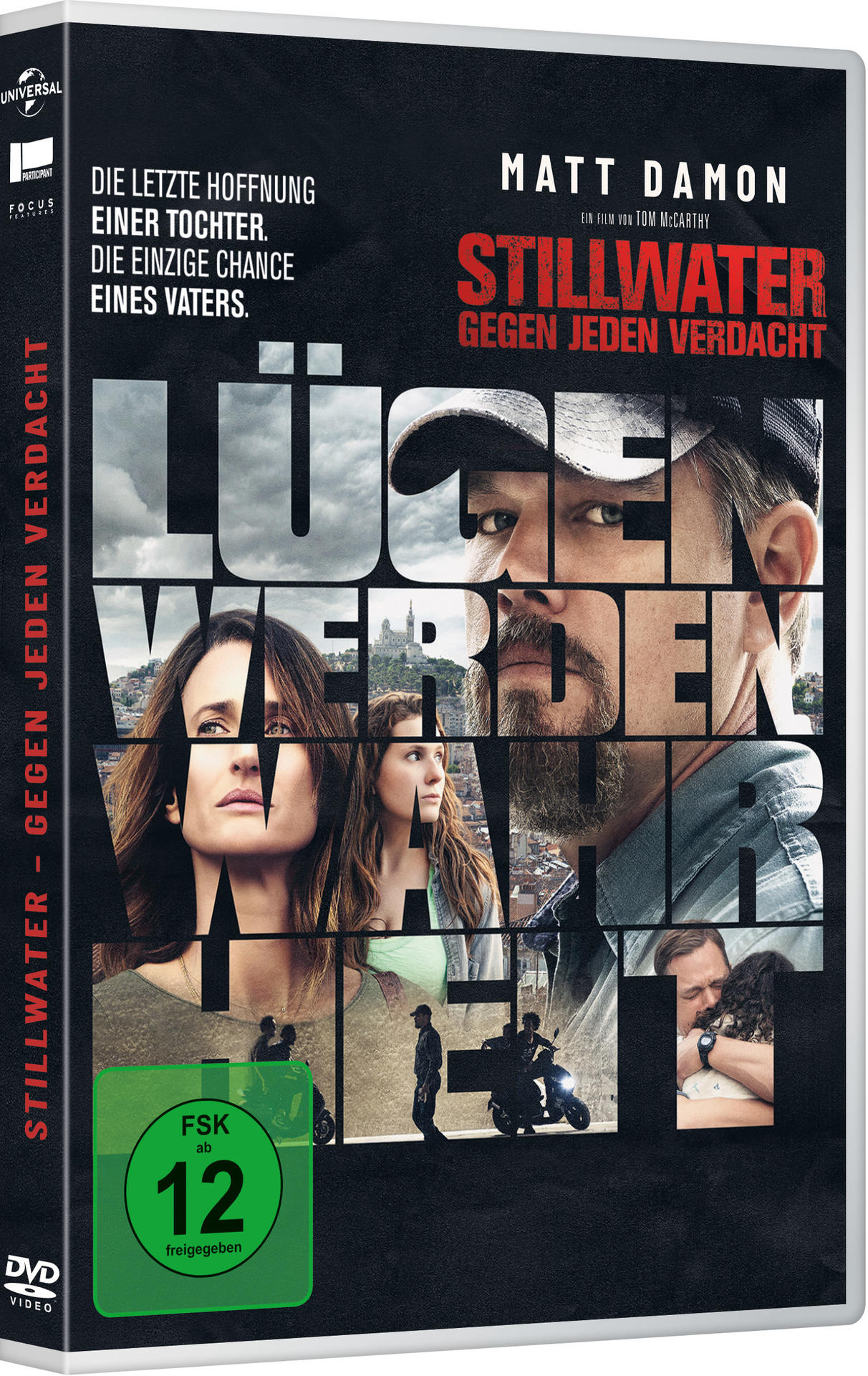 DVD-Cover von 'Stillwater'. Matt Damon ist auf dem Cover. Weitere Bilder von Personen sind ebenfalls vorhanden.
