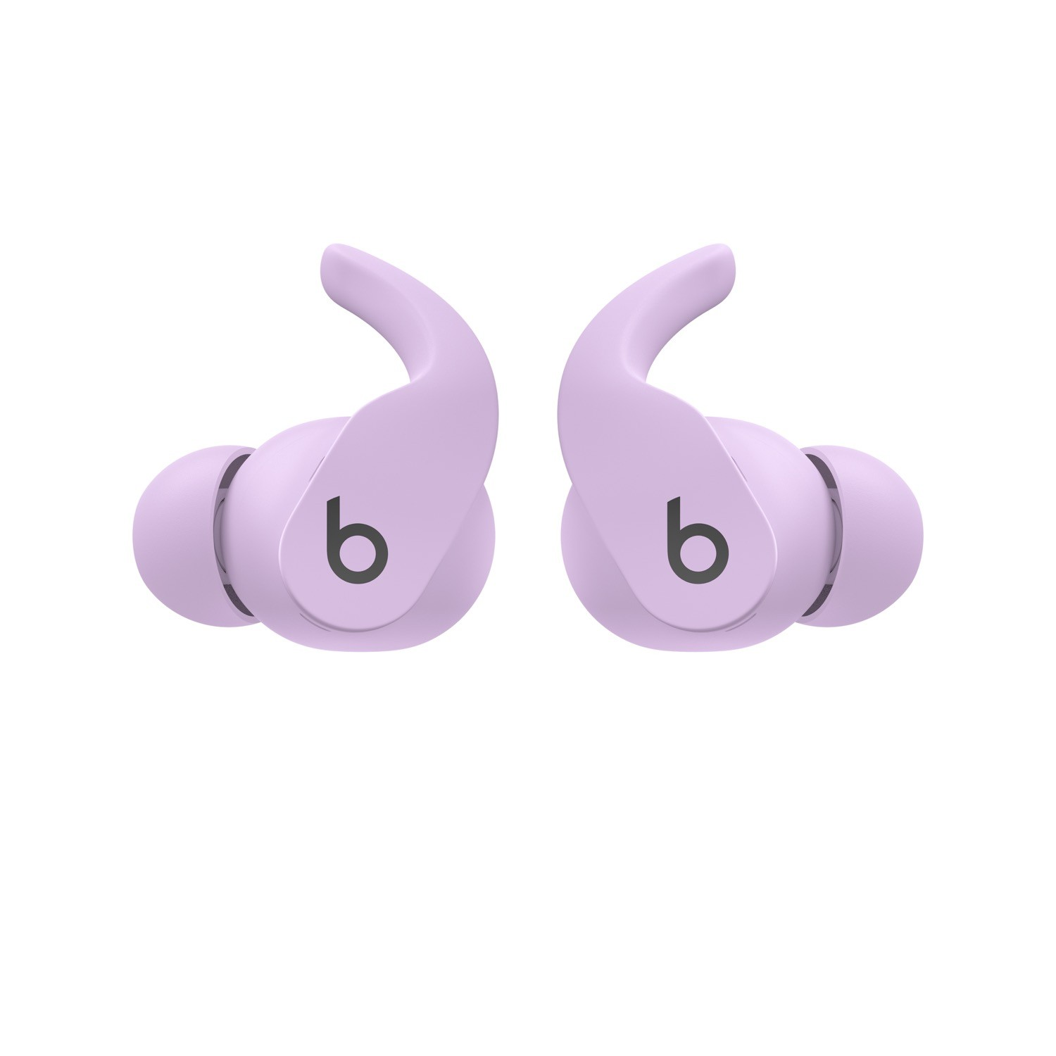 Par de auriculares Beats lavanda. Los auriculares tienen un diseño curvo, con fondo blanco.
