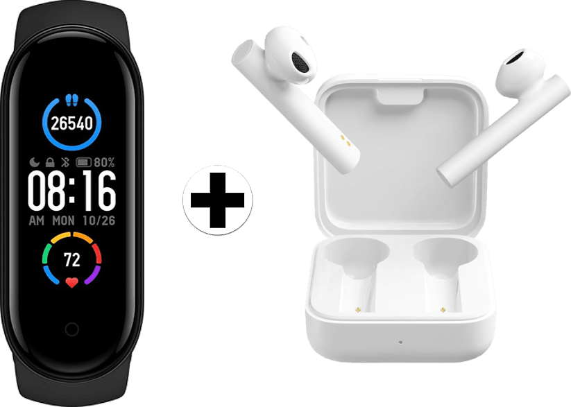 XIAOMI Activity tracker Mi Band 5 Zwart + Draadloze Oordopjes Mi True Wireless Earphones 2 (BAND5BASIC2PACK) Activity tracker