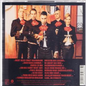 Rückseite des Albums. Fünf Männer in Mariachi-Anzügen stehen da. Text auf Deutsch und Spanisch.