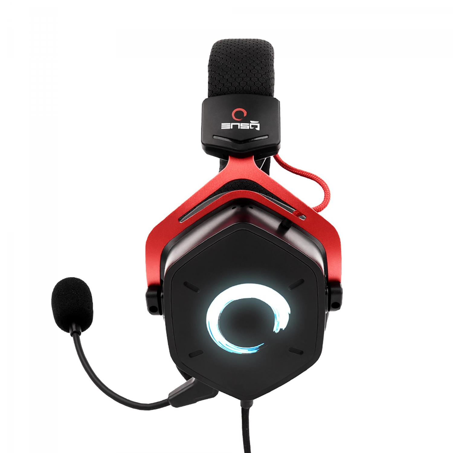 Auriculares gaming - FR-TEC Enso, De diadema, Con cable, Jack 3.5 mm, Función Plug & Play, LED, Negro y Rojo