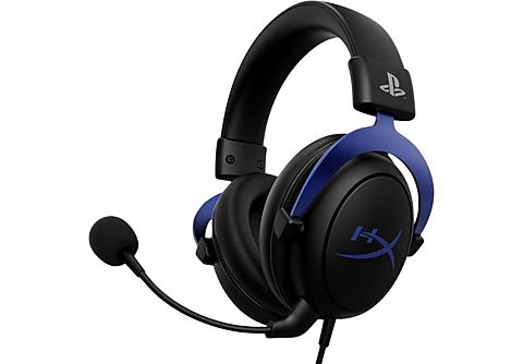Auriculares gaming - HyperX Cloud, Para PS4/PS5, De diadema, Con cable, Micrófono extraíble, Negro y Azul