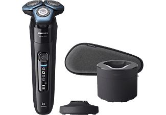 Afeitadora eléctrica - Philips S7000 S7783/55, Tecnología SkinIQ, Sensor barba/ movimiento, Seco/húmedo, Negro