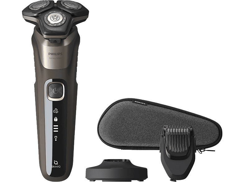 Afeitadora  Philips S5000 S5589/38, Afeitadora eléctrica, Seco y mojado,  Sensor de barba, Perfilador de barba, Cortapatillas, Marrón