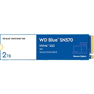 Disco duro SSD interno 2 TB - Western Digital  WD Blue SN570 NVMe SSD, Lectura 3500 MB/s, M.2 2280, Azul