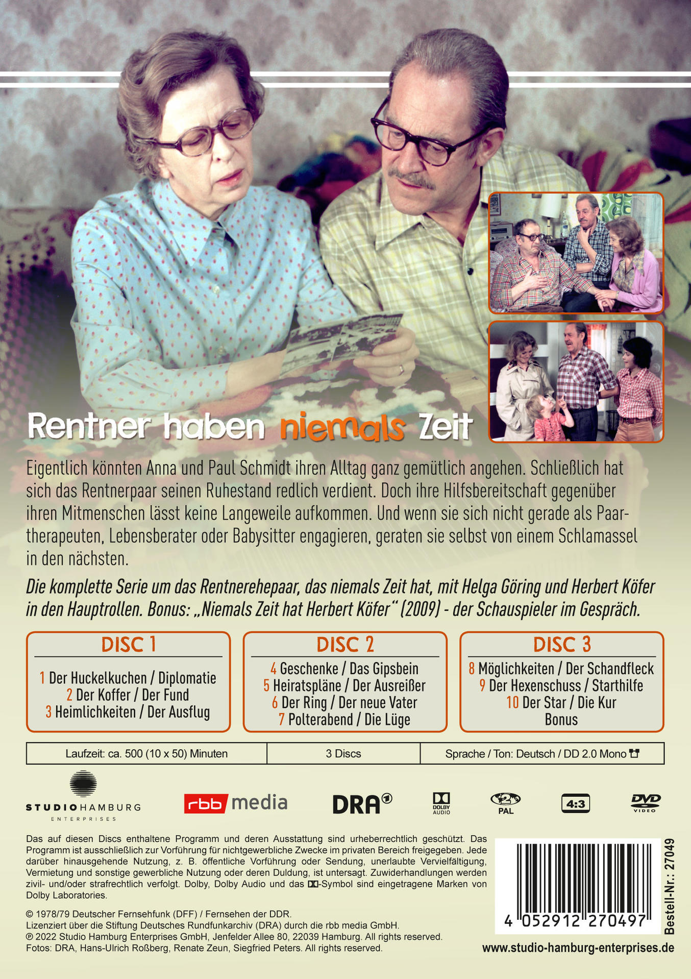 Rückseite einer DVD-Hülle. Zeigt ein Paar, Text in Deutsch und Bilder aus einer Fernsehsendung.