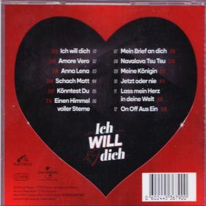 CD-Rückseite mit Herzform und Titeln. Rote und schwarze Farben werden verwendet.
