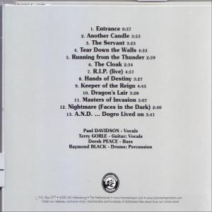 Rückseite eines CD-Hüllen mit einer Titelliste und Namen der Musiker.