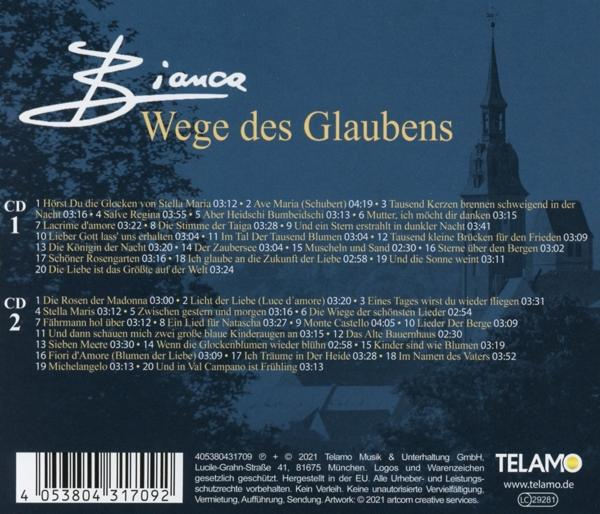 CD-Cover mit einer Kirche im Hintergrund. Text auf Deutsch mit dem Titel „Wege des Glaubens“.