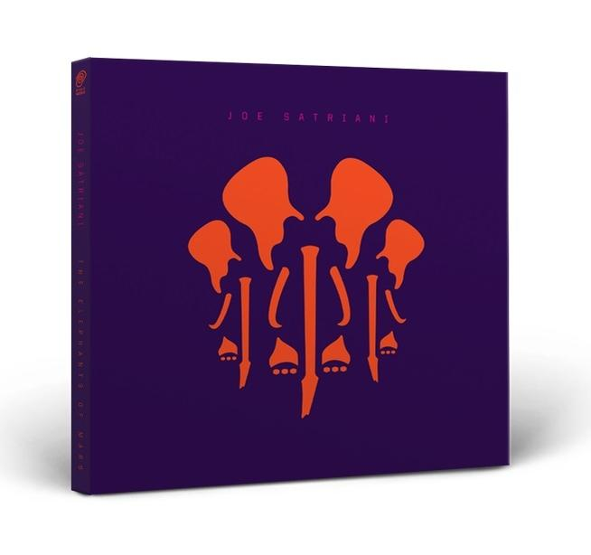 Albumcover mit orangefarbenen Elefantensilhouetten auf lila Hintergrund, mit Künstler und Albumtitel.