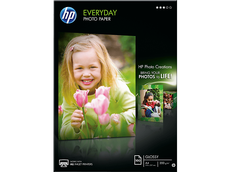 HP Everyday-Fotopapier glänzend - 100 Blatt/A4/210 x 297 mm (Schwarz/Blau/Weiss)