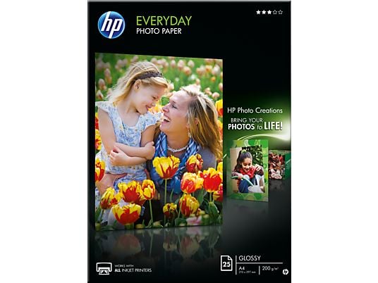 HP Everyday-Fotopapier glänzend - 25 Blatt/A4/210 x 297 mm -  (Schwarz/Blau/Weiss)