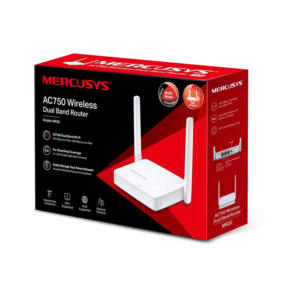 MERCUSYS MR20 AC750 Wireless Dual Band Router Beyaz