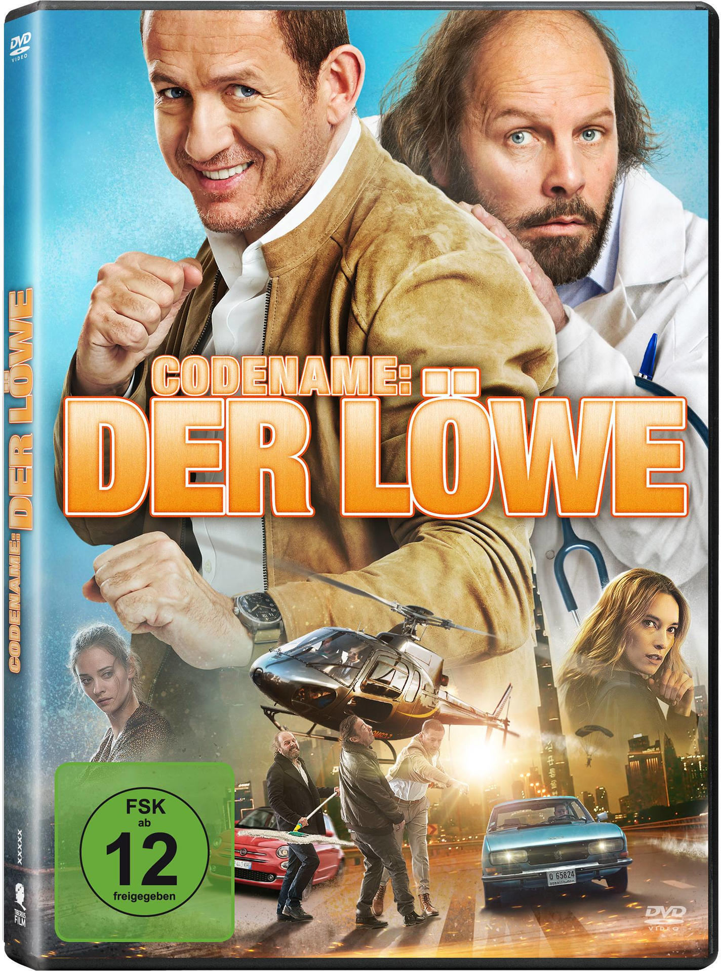 Filmcover mit zwei Männern und einem Helikopter.