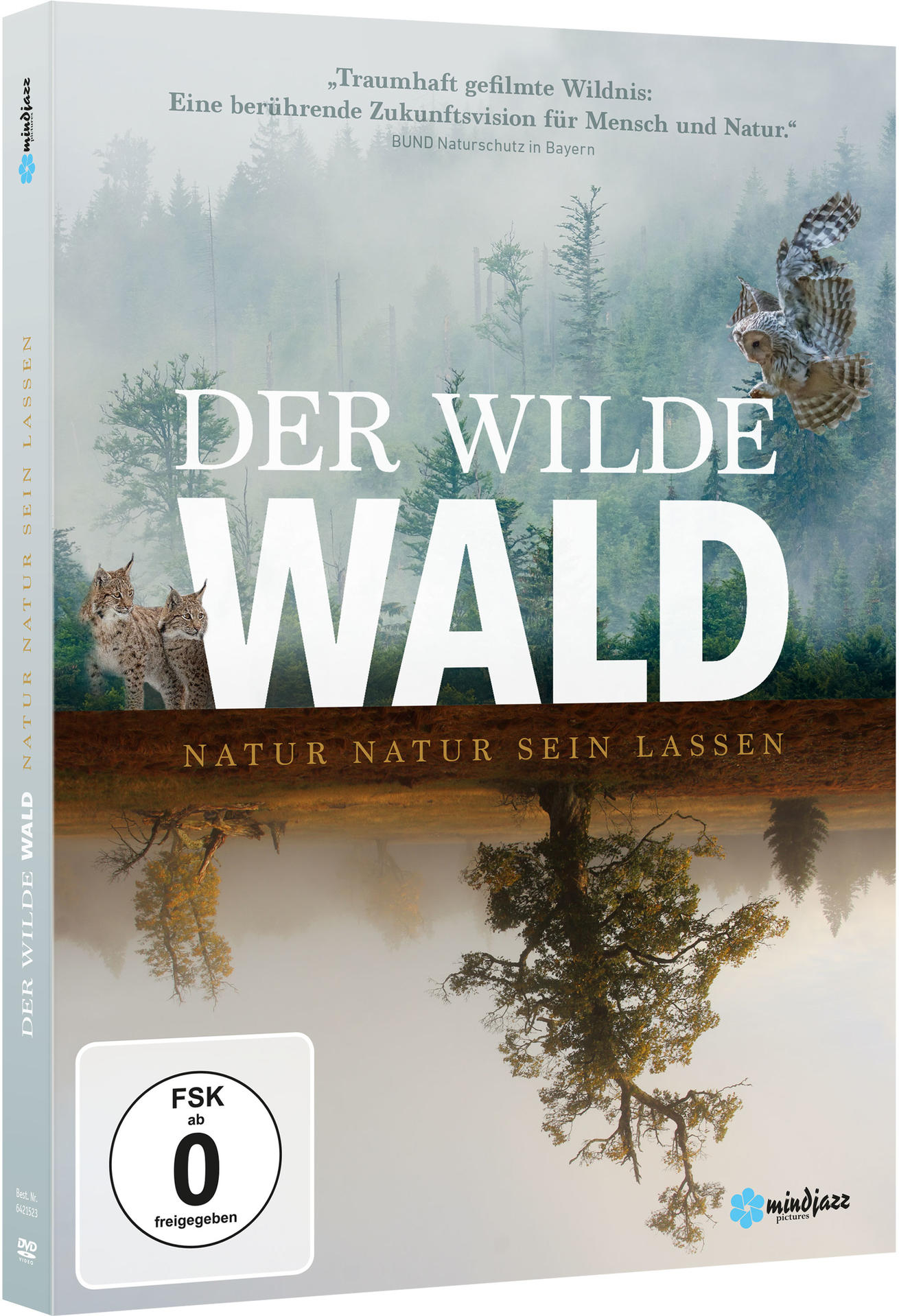 DVD-Hülle: Waldlandschaft mit Eule, zwei Luchsen und den Worten 'Der Wilde Wald'. Deutscher Text.