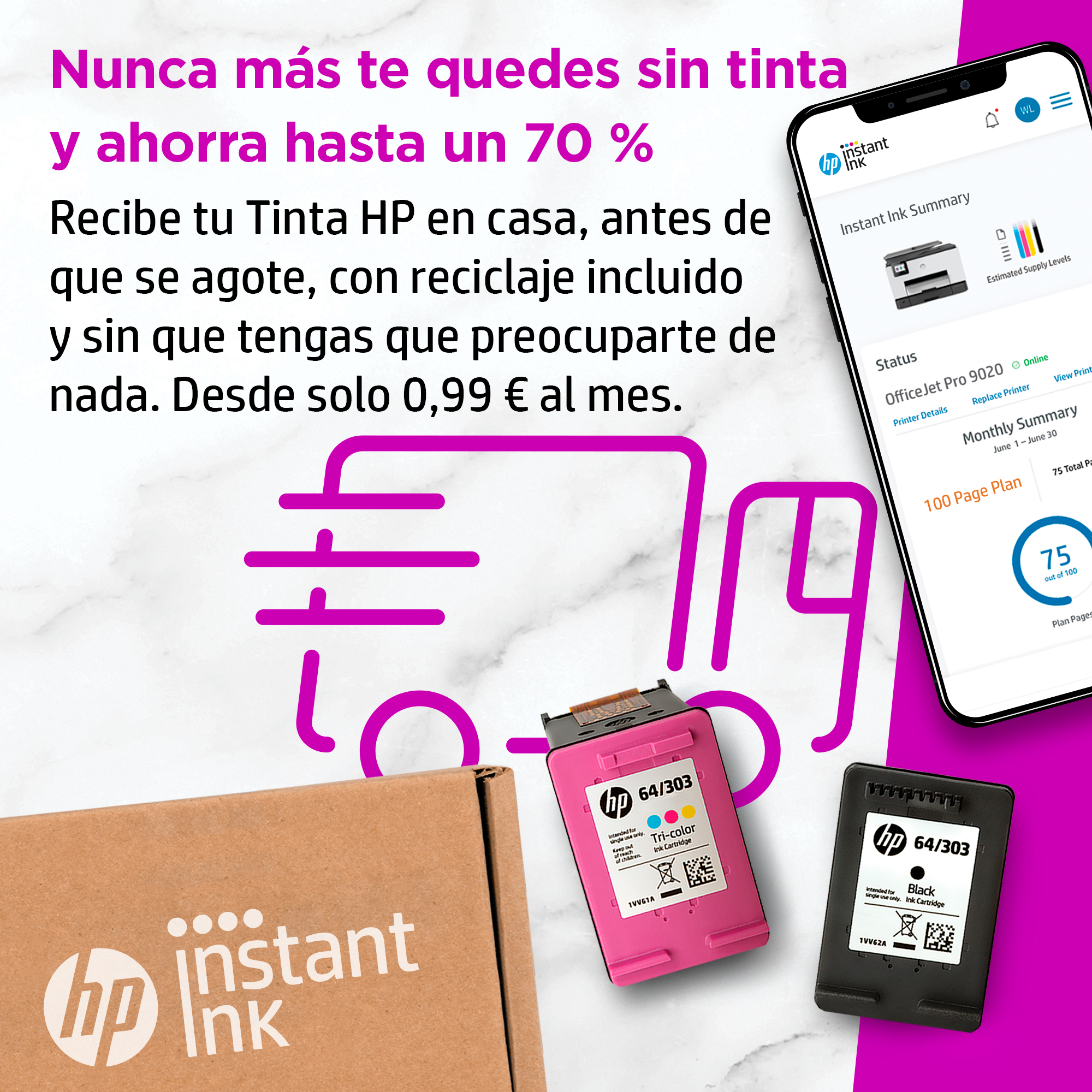 Impresora multifunción - HP OfficeJet 6950 - P4C85A, Color, Wi-Fi ™, 9 ppm, Negro 3 meses de impresión Instant Ink con HP+