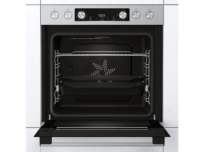 GORENJE STEEL SET 4 (BCS6737E06X+ECD634X), Einbauherdset (Glaskeramik-Kochfeld, A, 77 l)
