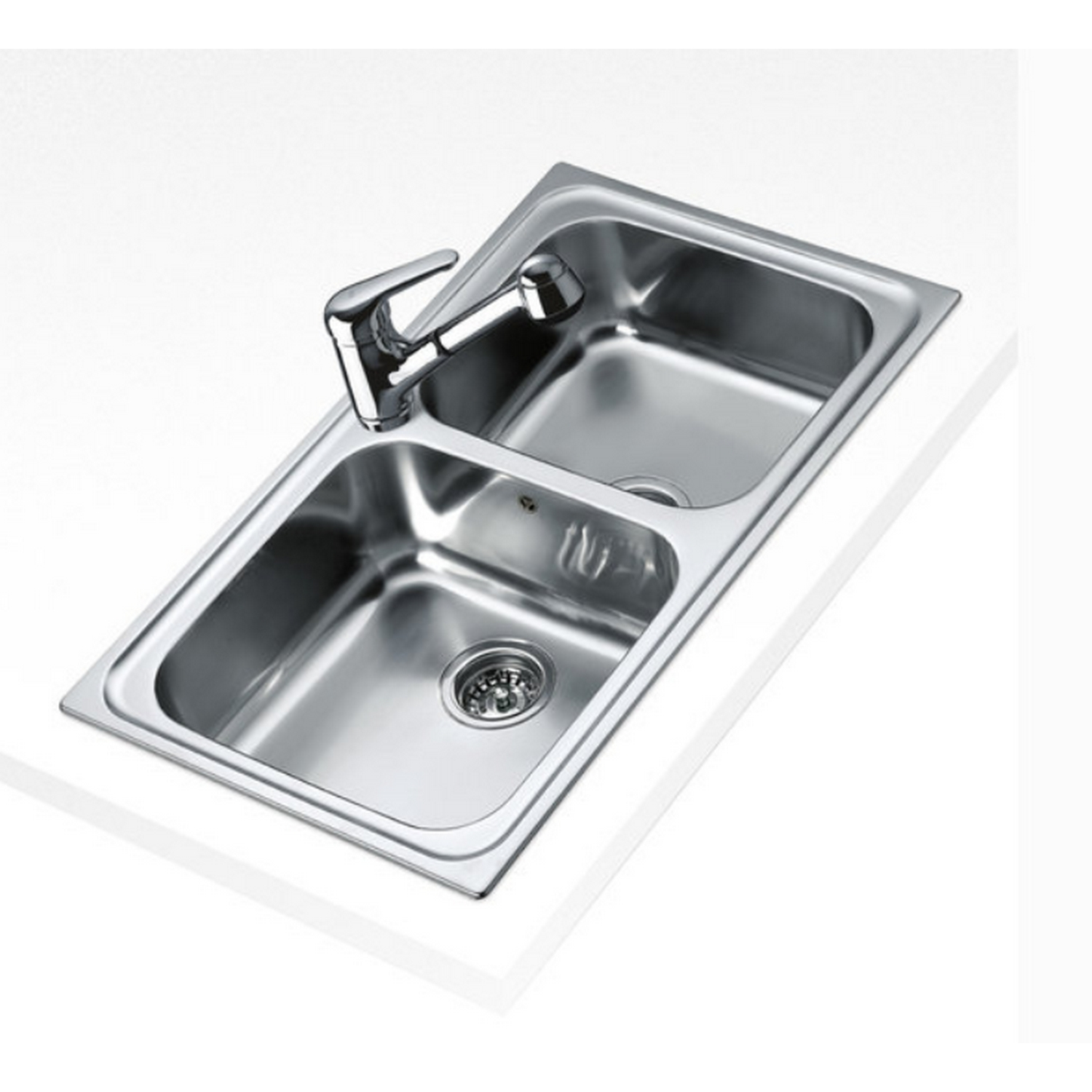 Fregadero - Teka Classic 2C 86 Izqda SF, Sobre encimera, Dos cubetas, 48 x 84 cm, Rectangular, Inox