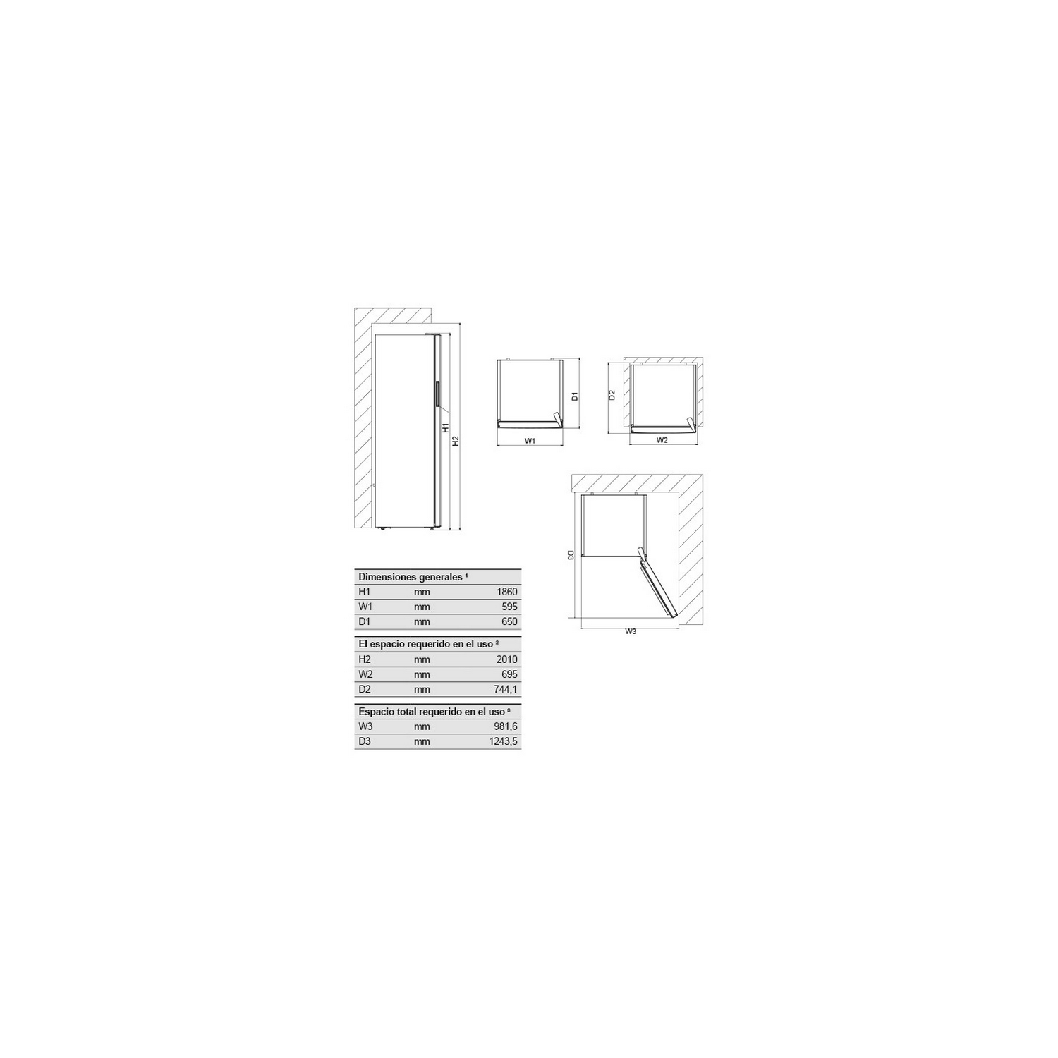 Frigorífico una puerta - New Pol NWL1851PE, No Frost, 389 l, 186 cm, Blanco