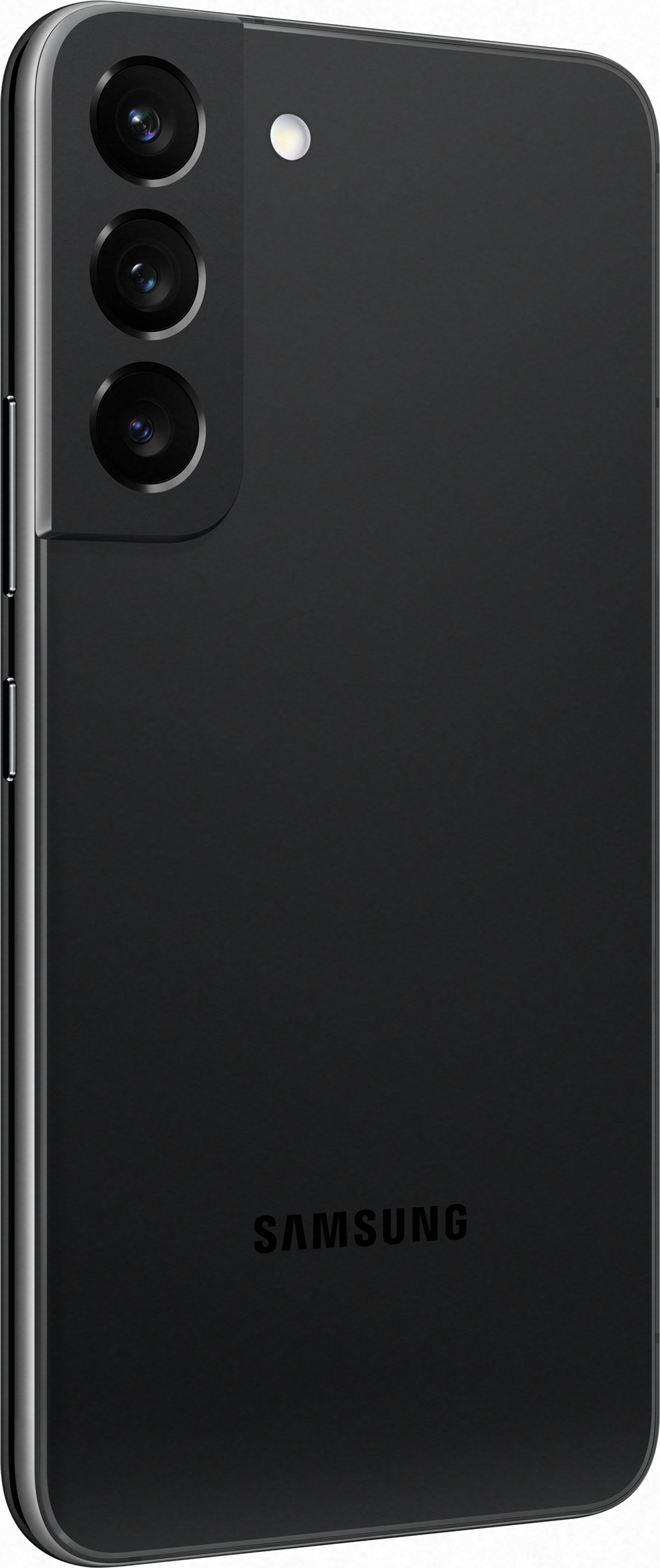 Téléphone Samsung noir avec triple caméra arrière et le logo Samsung.