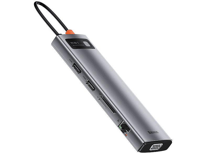 BASEUS Metal Gleam 11 in1 Multifonksiyonal Type-C Hub Dock Station Gri_1