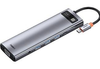 BASEUS Metal Gleam 11 in1 Multifonksiyonal Type-C Hub Dock Station Gri_0