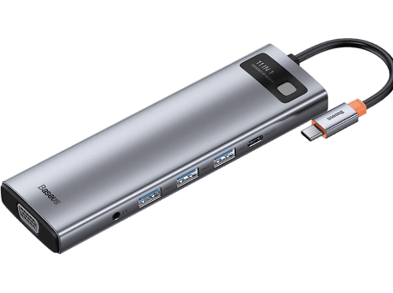BASEUS Metal Gleam 11 in1 Multifonksiyonal Type-C Hub Dock Station Gri_0